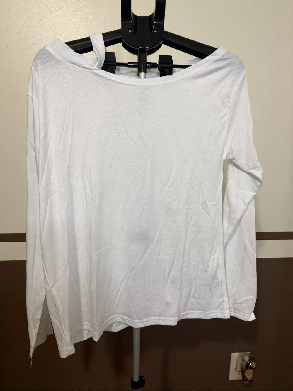 CBR White Long Sleeve Boatneck Top off the shoulder with strap NWOT
